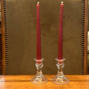 EUC PAIR CUT GLASS CANDLE HOLDERS